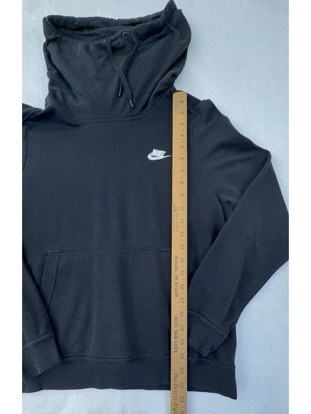 Nike Womens L Black Funnel Neck Hoodie Pullover Kangaroo Pocket - Picture 6 of 10